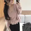 Enviado~ Nuevo conjunto de camisola ajustada de punto con cuello en V + cárdigan de punto para otoño e invierno para mujer