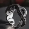 Joia Transfronteiriça Europeia e Americana Anel Cobra Personalidade Simples Versátil Anel Halloween Escuro Anel Cobra