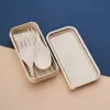 Juego de Tres Piezas de Cuchara, Tenedor y Palillos de Paja de Trigo para Comercio Exterior Transfronterizo, Vajilla Plegable Macaron, Conveniente para Exteriores