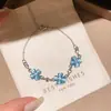 Pulsera de Flor de Ojo de Gato Incrustada con Diamantes de Lujo Ligero Europeo y Americano, Diseño Delicado y Dulce, Joyería Versátil y Elegante