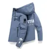 Jaqueta Fina de Primavera e Outono Transfronteiriça Cor Sólida Jaqueta Estampada Tendência Nova Casual Esportiva Jaqueta Masculina de Comércio Exterior