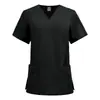 Dropshipping Transfronterizo Uniforme de Trabajo Elástico de Doctor Uniforme de Enfermera de Manga Corta Parte Superior de Hospital de Belleza Ropa de Lavado de Manos para Quirófano de Mujeres