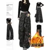 Novos jeans camuflados de perna larga estilo workwear Americano de rua, cintura alta, modeladores, soltos, perna reta, compridos até o chão, para mulheres