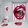 Cortina de ducha con estampado digital 3D, diseño de calavera de terror de Halloween, cortina divisoria de baño, juego de cinco piezas