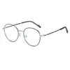 Gafas Planas de Diseño Artístico Retro con Marco Metálico Delgado, Gafas Planas Redondas de Moda y Versátiles Ultraligeras para Viajar Wm69161