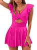 26 Europeu e Americano Transfronteiriço Novo Estilo Cruzado Babado Tankini Fonte Termal Praia Peça Única Estilo Saia Roupa de Banho para Mulheres Amazon