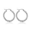 Pendientes de aro con cuentas doradas en forma de C de acero inoxidable caliente transfronterizos para hombres y mujeres, estilo retro Nuevo Chino, pendientes de aro con cuentas de acero de oro de 18 quilates