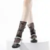 Calcetines de Encaje para Mujer para Primavera y Verano con Lazo, Calcetines Blancos Finos Estilo Miu de Ballet hasta la Pantorrilla, Malla de Seda de Hielo