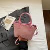 Bolso Transfronterizo Estilo Playa Bolso Cubo Bolso de Mano Cruzado Nuevo Estilo 2025 Bolso Cesta de Verduras con Nudo de Cuerda Bolso Tejido