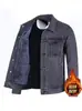 Jaqueta jeans masculina 2026 outono e inverno novo estilo marca americana da moda gola lapela forrada de fleece solta casual moda jaqueta jeans