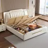 Cama de couro minimalista moderna 1,8m cama de casal para quarto principal cama grande de luxo leve minimalista italiana famosa na internet cama de casal 1,5m quarto cama de casamento