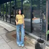 Pantalones Vaqueros Rectos de Tiro Bajo Lavados Estilo Retro para Mujer Verano 2026 con Tejido Tencel de Toque Fresco, Sin Cinturilla y Silueta Fluida, Disponible para Dropshipping