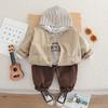 Conjunto de Otoño de Manga Larga para Niños Moda 2025 Nuevo Estilo Ropa de Moda Tendencia Otoñal para Bebé Niño Conjunto de Tres Piezas de Color Sólido