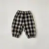 Calça Infantil Outono e Inverno Calça de Gancho Largo Meninos e Meninas Moda Xadrez Xadrez Largo Calça Casual Roupa Externa para Bebê