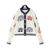 Cardigan de Punto Grueso con Flor y Cuello Redondo para Mujer Tb, Nuevo para Primavera y Otoño, Casual, Aspecto Adelgazante, Top