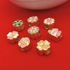 Cuentas espaciadoras pequeñas con forma de flor de esmalte, accesorios de aceite de gota de oro antiguo, joyería artesanal, pulsera, accesorios de pulsera, cuentas espaciadoras, cuentas sueltas