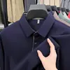 Camisa Polo Fina de Color Sólido con Cuello de Solapa para Primavera y Otoño Camiseta de Manga Larga de Color Sólido para Hombre Casual de Negocios Top Venta al por Mayor