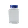 Botella Plana Cuadrada de 200ml para Empaque de Tabletas Tapa de Rosca de Presión PET 200cc Producto para el Cuidado de la Salud Botella para Cápsulas de Aceite de Pescado y Vitaminas
