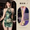 Nova Lingerie Sexy Hemei Estilo Chinês Tentação Sexy Fenda Cheongsam Puro Desejo High-End Pérola Costas Nuas Terno Estilo Chinês