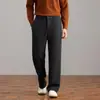 Pantalones de pierna ancha de acetato y lana estilo 'old money' para hombre, pantalones casuales rectos holgados para hombres de mediana edad, pantalones de vestir talla grande