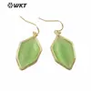 WT-E740 color Piedra Ojo de Gato hexagonal pendientes de gancho pequeños pendientes de ropa lisa para todo tipo de atuendo