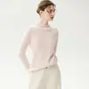 Camada base feminina Bai Cai Rong 100% caxemira pura, gola alta discreta, manga longa, novo estilo 2026, confortável, versátil, macia e aconchegante, para usar como outer