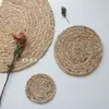 Almofada Isolante Tecida de Juncos Japonesa Feita à Mão Almofada Redonda para Panela Porta-Copos Suporte para Joias Estilo Natural