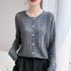 Cardigan de Tricô Gola Redonda Jacquard Padrão Coração Manga Longa Feminino Versátil Solto Outono/Inverno 2026 Novo Seda Caxemira