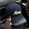 Gorra de Béisbol Vintage Borgoña Desgastada para Mujer, Estilo Retro Americano, Circunferencia de Cabeza Grande, Gorra Versátil con Letras que Hace que la Cara Parezca Más Pequeña