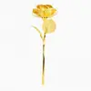 Rosa única folheada a ouro com folhas douradas, rosa artificial, Natal, Dia dos Namorados, presente de aniversário, cerimônia de inauguração