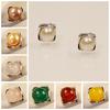 Pendientes geométricos cuadrados de plata de ley s925, pendientes de perlas de agua dulce, pendientes de ágata de piedra natural, pendientes de cristal natural