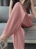 Pantalones Deportivos de Seda de Hielo para Mujer Verano Delgados Cintura Alta Adelgazantes Sueltos con Caída Pies No Pantalones Casuales Pierna Ancha Bombachos