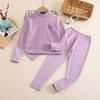 Roupa íntima infantil de seda amoreira quente, outono e inverno, base espessada, roupas de outono, calças de outono, gola média, roupas de outono, terno para meninos e meninas