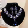 ¡Precioso y deslumbrante! Collar con colgante de flor de circón y gota de agua, cadena para la clavícula estilo corte vintage, joyería de lujo ligero y sensación de alta gama