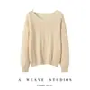 26 modelos nuevos de suéteres 100% cachemira para mujer, cuello en V grande, jersey de punto trenzado, corte holgado, de doble hebra, engrosado, tejido de punto de manga larga