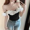 Camisola Amarilla con Volantes de Dopamina para Mujer Verano Tailandesa Dulce Hottie Top Tubo de un Hombro Hermosa