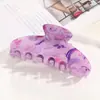 Presilha de Tubarão Acetato Elegante Simples Tamanho Grande Presilha de Garra Curva Colorida Parte de Trás da Cabeça Temperamento Retro Acessório de Cabelo de Alta Classe para Mulheres