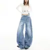 Disponibles en cinco colores, jeans de pierna ancha estilo americano para mujer, adelgazantes y que realzan la altura, con corte curvo, adecuados para verano y otoño, pantalones vaqueros transfronterizos de comercio exterior