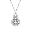 Collar de 1 quilate para mujer cadena de clavícula completamente de diamante suministro en vivo fabricantes lote diamante flash cabello seis garras cuadrado diamante circonita collar