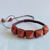 Pulsera tejida multicolor cuadrada transfronteriza Lapislázuli Amatista Ojo de Tigre Pulsera tejida Pulsera tejida piramidal