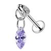 Pendientes de Titanio F136 con Circonita Cúbica y Colgante Marquise, Joyería para Piercings, Clavos Planos para Hélice Auricular para Mujeres