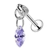 Fábrica de Joyería para Piercings F136 Aleación de Titanio Bala Ojo de Caballo Zirconia Colgante Pendientes Espiral Interna Planos Base de Barra Pendientes