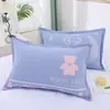 Funda de almohada de algodón puro con botones a presión, una sola pieza, adecuada para almohadas de jardín de infancia y de estudiante, 35* Algodón de gasa para niños