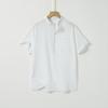 Camiseta Casual Masculina Popular Transfronteiriça de Cor Sólida em Algodão e Linho para Jovens com Gola Meio Aberta e Manga Curta