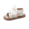 Sandálias para Meninas 2025 Primavera e Verão Novos Sapatos Infantis Pequeno Cheiro Sapatos Infantis Meninas Dinastia Han Solado Macio Sapatos Romanos de Princesa