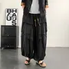 Pantalones holgados de pierna ancha estilo casual, color oscuro, de seda helada para hombre, diseño plisado estilo chino, 8XL, cálidos, talla grande, pantalones tipo linterna holgados