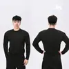 Outono Clone Rosto Meio Botão Gola Redonda Slim Fit Casual Moda Exibição Fitness Esportes Alta Elasticidade Base Camiseta Longa
