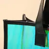 Bolsa de compras transparente em PVC com laser spot, bolsa de compras colorida em TPU com alça mágica, atacado