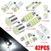 Juego combinado de LED para coche 42 Piezas T10 luz de intermitente de posición luz de doble punta luz de lectura luz de matrícula luz interior de puerta