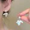 Pendientes de Perla con Pétalos Franceses de Aguja de Plata S925 para Mujer 2025 Nuevo Estilo Caliente Pendientes de Otoño e Invierno Estilo Festivo Accesorios para Orejas